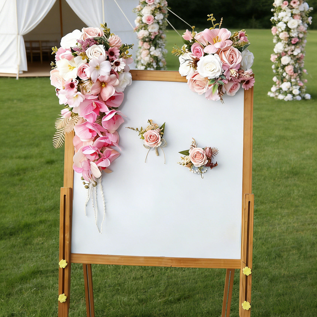 Wedding Ceremony Supply - Yannew Pembe Düğün Buketi Korsaj Yaka