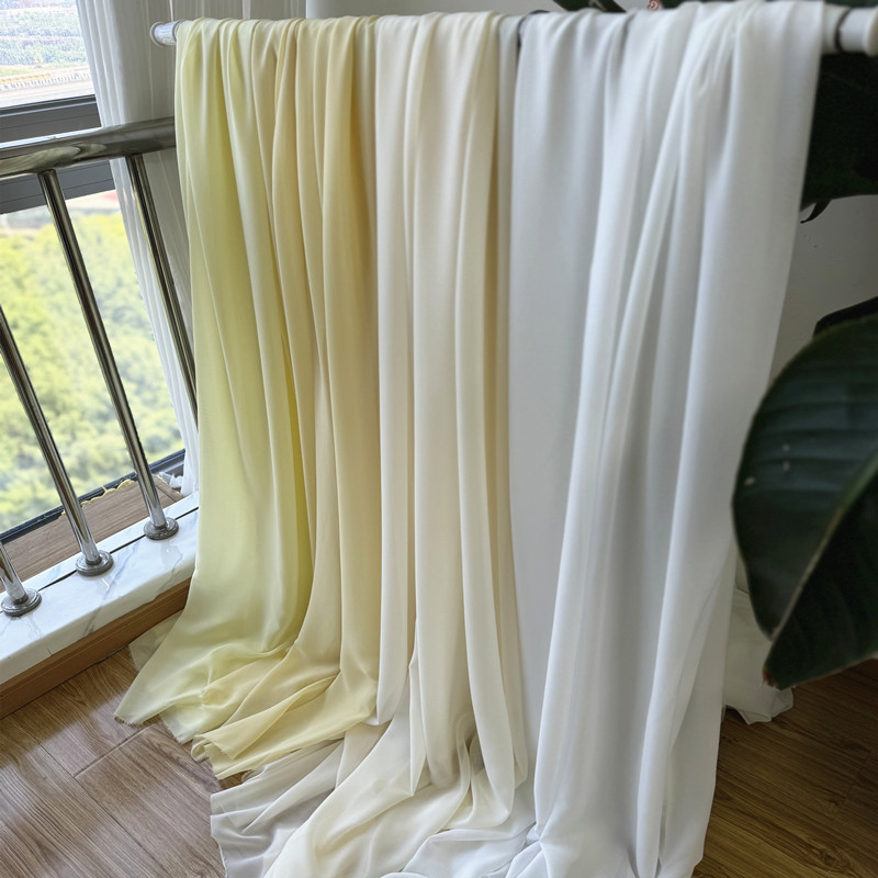 Wedding Backdrop Curtain - Beyaz sarı şifon kumaş gelin düğün