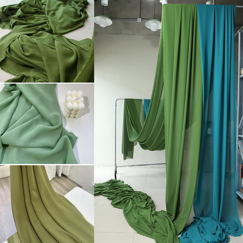 Wedding Backdrop Curtain - Zeytin avokado yeşil şifon kumaş gelin