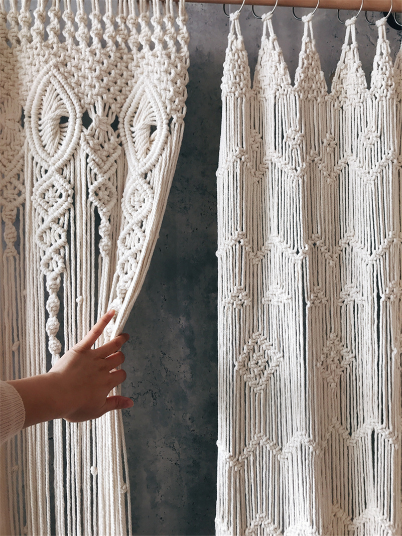 Wedding Backdrop Curtain - El dokuması Bohemia makrome pamuk kapı