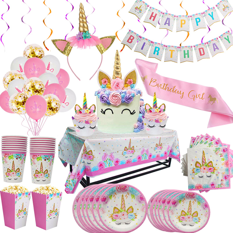 Confetti Balloon Set - Unicorn plaka peçete bardak Unicorn parti