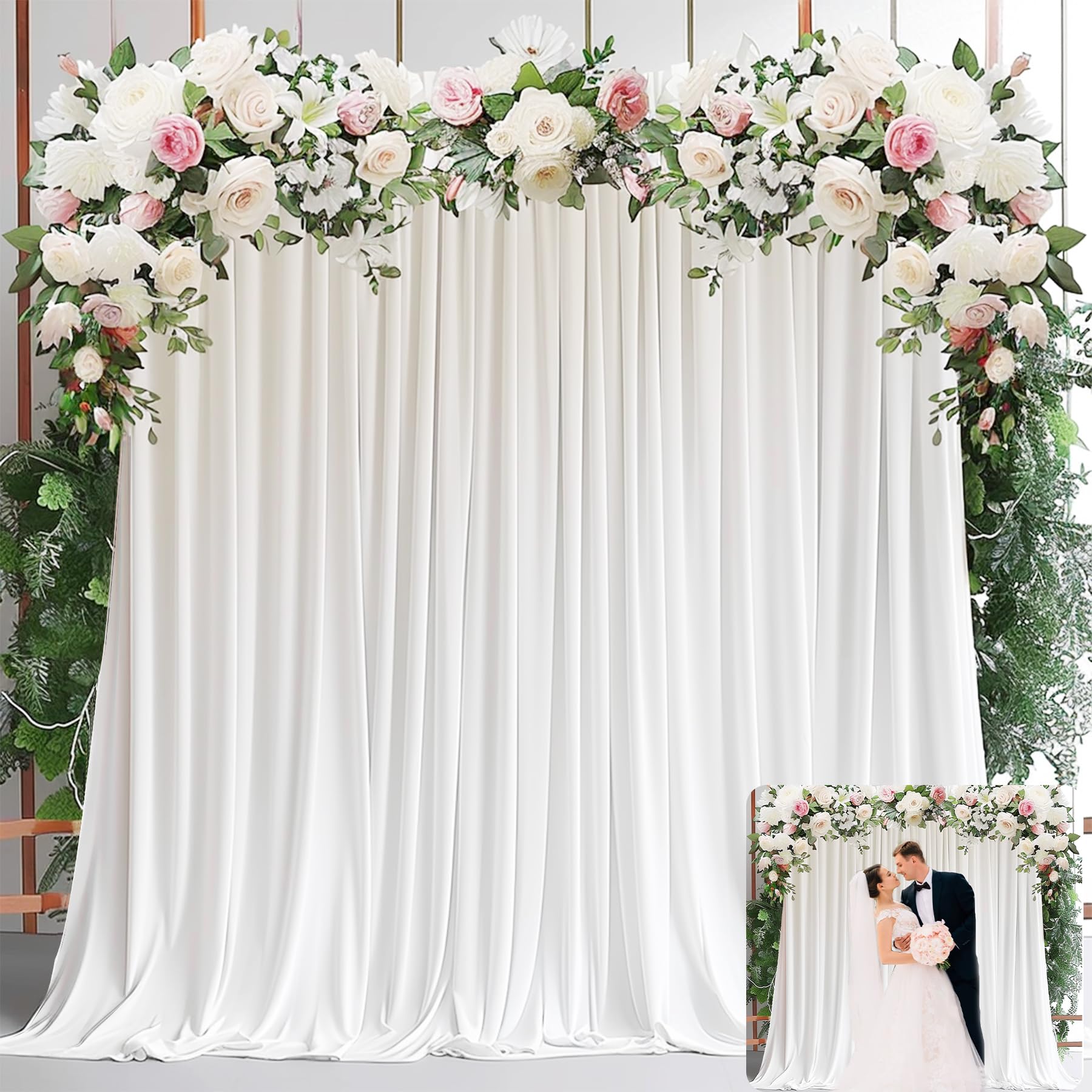Wedding Backdrop Curtain - Partiler için Beyaz Zemin Perdeleri -