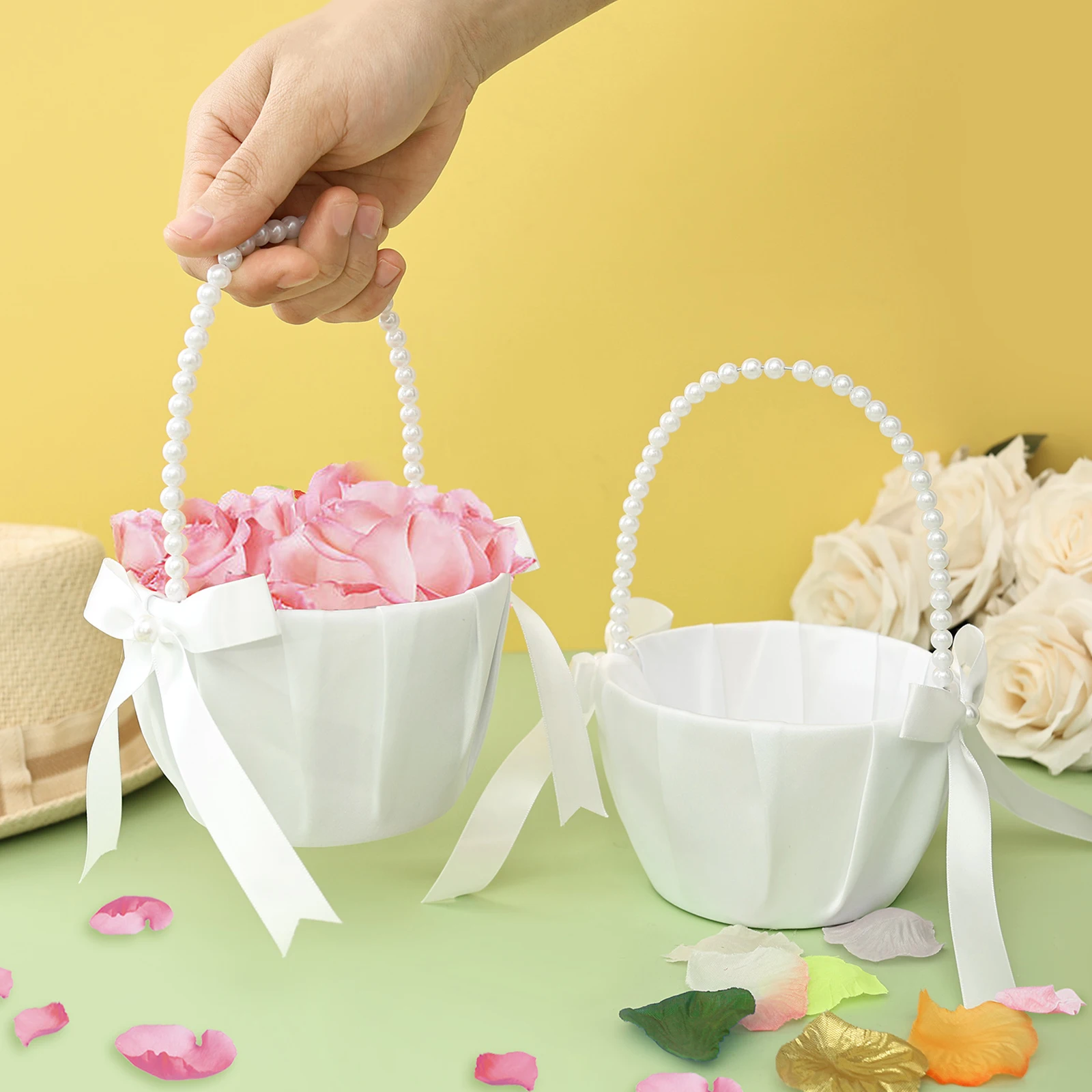 Wedding Ceremony Supply - 2 adet düğün çiçek kız sepeti