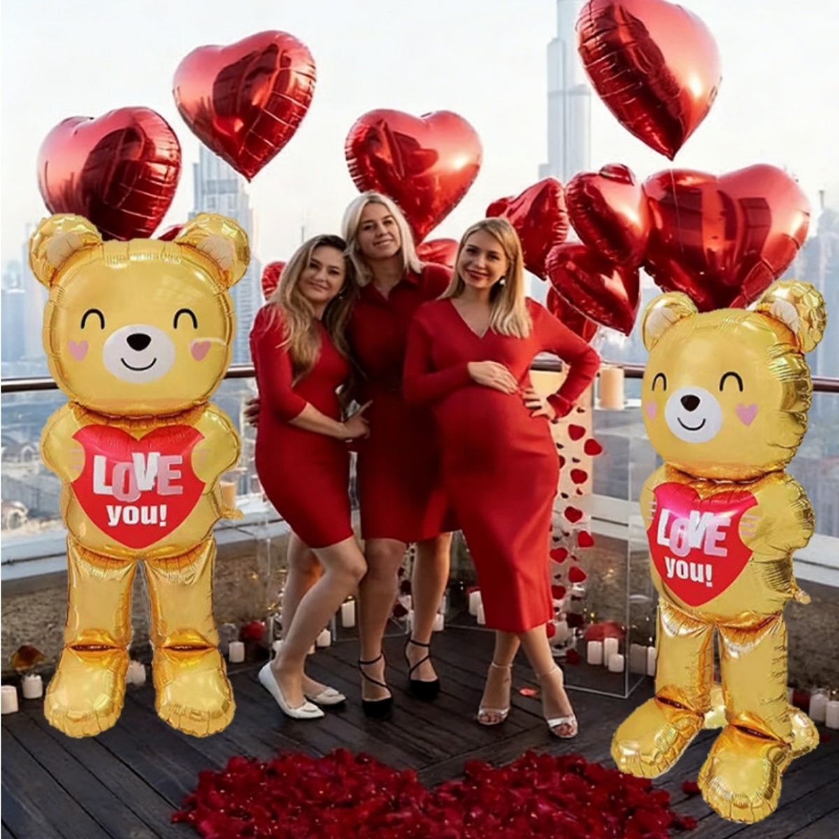 Büyük 60 inç Ayakta Duran Kalp - Confetti Balloon Set incelemesi ve fiyatı